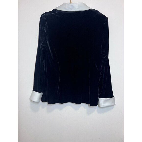 Alex Evenings Set Crystal Hook Front Satin Velvet Blazer Shirt Black Large - Picture 10 of 10
